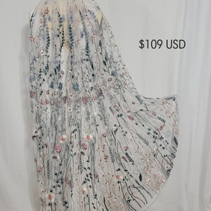 Wildflower Veil, SAMPLE SALE, floral veil, veil cathedral, veil fingertip, veil ivory, lace veil, embroidered veil, custom veil image 5