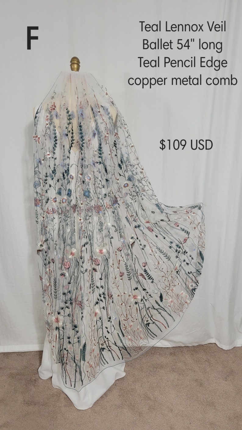 Wildflower Veil, SAMPLE SALE, floral veil, veil cathedral, veil fingertip, veil ivory, lace veil, embroidered veil, custom veil image 5