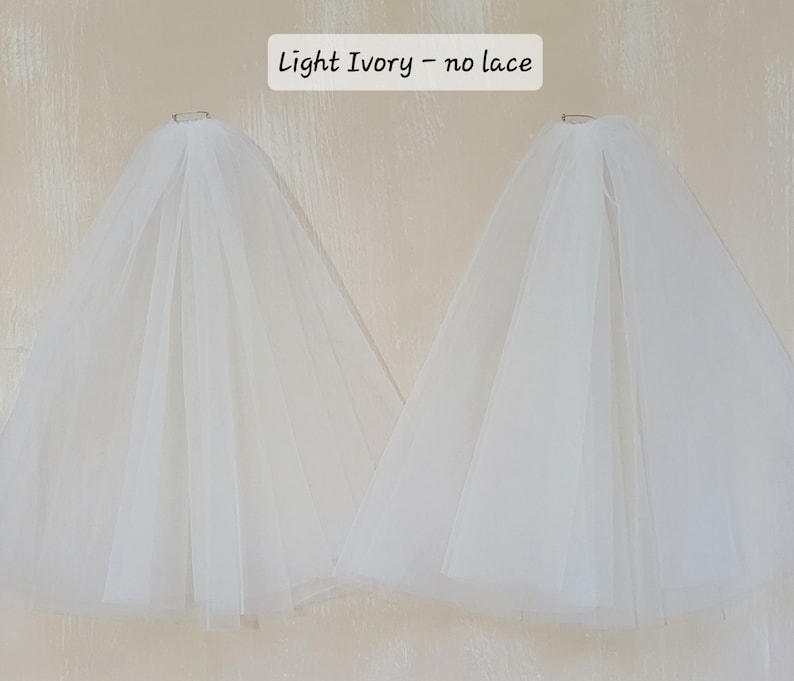 A pair of detachable, double layer puff sleeves, made of ultra soft tulle and floral lace.