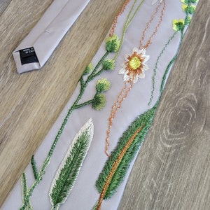LENNOX TIE, wildflower tie, floral necktie, embroidered flowers, satin tie, men's floral necktie, groom, groomsmen gift, custom veil image 6