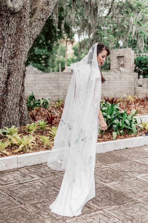 Buttercup Veil True Love Wedding Veil Floral Embroidery Etsy