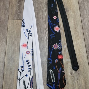 LENNOX TIE, wildflower tie, floral necktie, embroidered flowers, satin tie, men's floral necktie, groom, groomsmen gift, custom veil image 3