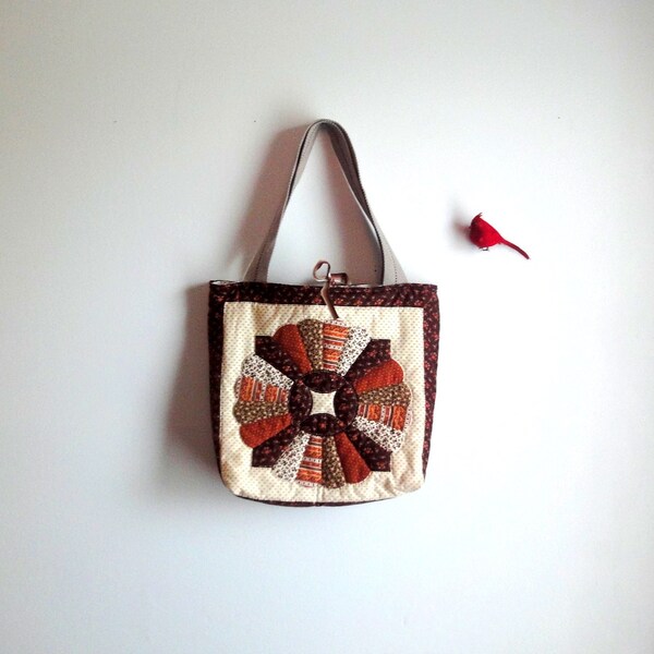 Upcycled totalizador, Vintage bolso grande superior del edredón, mano acolchado bolso Eco-amigable
