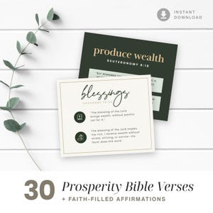 30 Tarjetas de Afirmación de Prosperidad, Tarjetas de Versículos Bíblicos, Tarjetas de Oración Digitales, Tarjetas de Afirmación Cristiana, Tarjetas de Oración, Tablero de Visión
