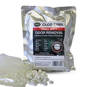 Heavy Duty Odor Removal Chlorine Dioxide Tablets - 500 x 1G (1.1LB)