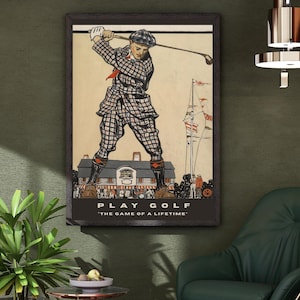 Minimalist Golf Print: &quot;PLAY GOLF&quot; Sports Home Decor (Instant Download)