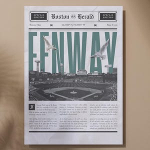 Fenway Park Wall Art Print | Boston Baseball Stadium Poster | Digital Download | Red Sox Fan Gift