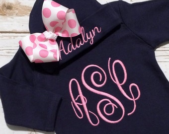 Baby Girl Coming Home Outfit / Monogrammed Baby Clothes / Going Home Outfit for Baby Girl / Newborn Sleeper Gown / Baby Gown / Newborn Gown