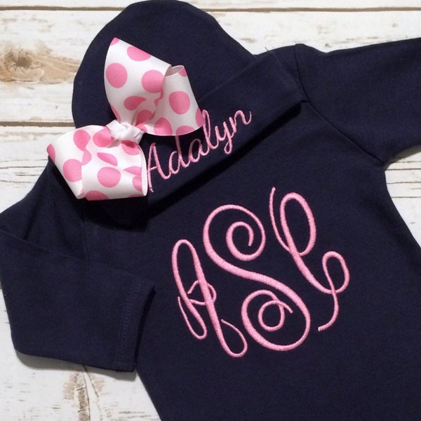 Baby Girl Coming Home Outfit / Monogrammed Baby Clothes / Going Home Outfit for Baby Girl / Newborn Sleeper Gown / Baby Gown / Newborn Gown