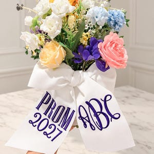 Cinta personalizada con monograma / Cinta bordada para ramo / HOCO / Cinta para ramillete imagen 13