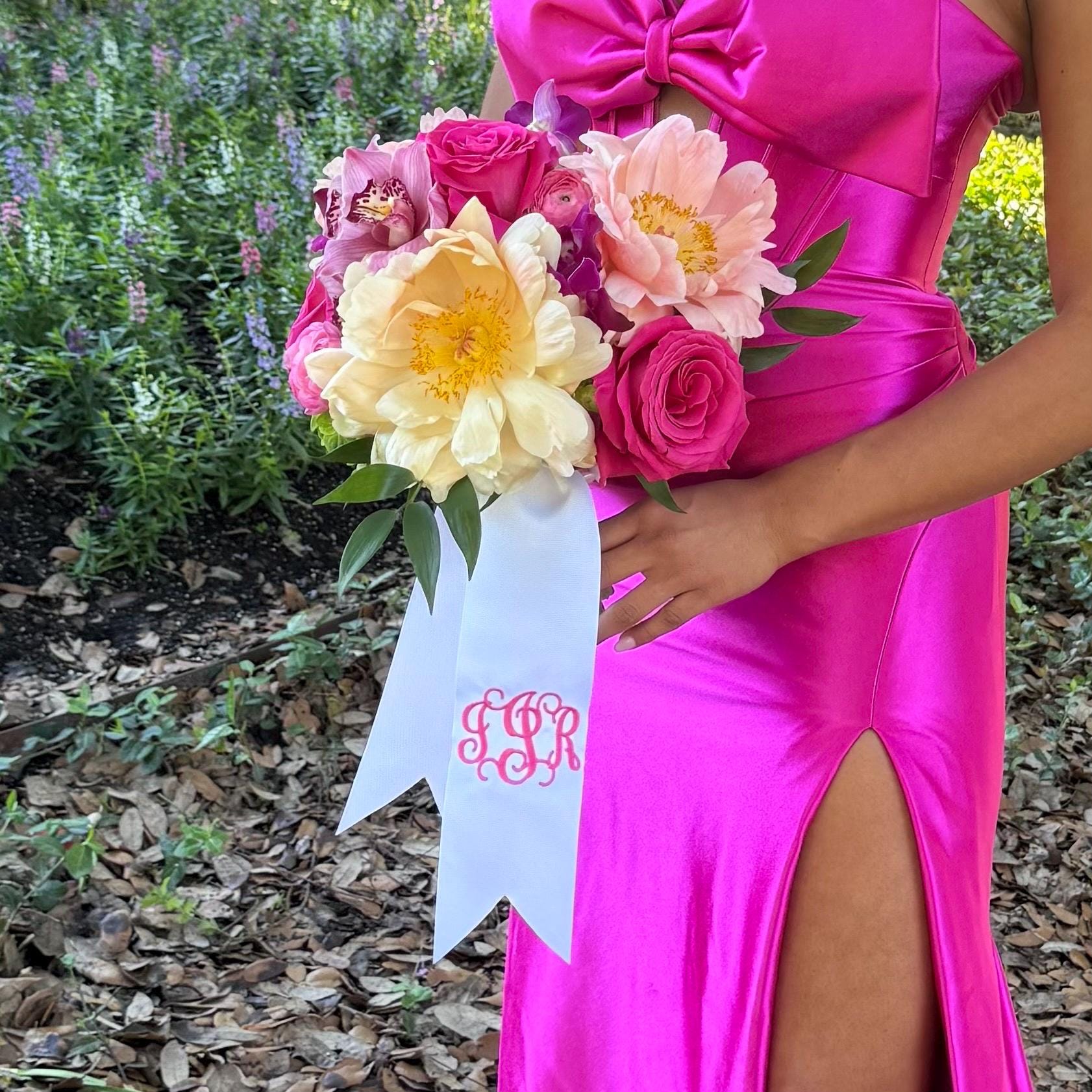 prom bouquet for hot pink dress - Etsy fabric 2:TAFFETA
