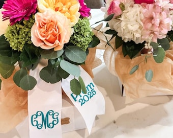 Embroidered Bouquet Sash: Personalized Monogram Ribbon Wrap