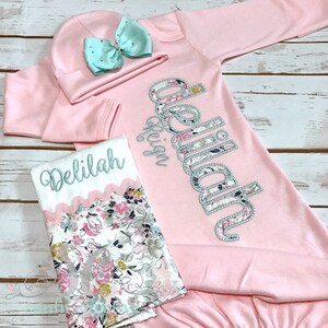 Silky Soft Mint Baby Gown Adorable Baby Girl Sleeper image 7