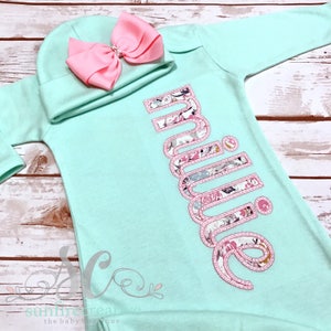 Silky Soft Mint Baby Gown - Adorable Baby Girl Sleeper