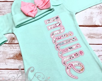 Silky Soft Mint Baby Gown - Adorable Baby Girl Sleeper