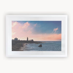 Point Judith Leuchtturm, Narragansett, Rhode Island Ocean Sonnenaufgang gerahmt Fotografie Druck | Wohnkultur | Strandlandschaft | Meereslandschaft | Seelandschaft