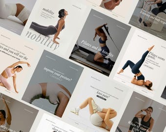 Pilates Instagram Templates | Canva Content Pack for Instructors & Studios (120 Posts)