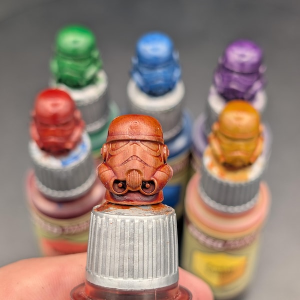 Galactic Trooper Press Fit Paint Bottle Topper Swatch Cap, Army Painter Speedpaint, Wash, Effect Colour Organizer Upgrade – Dark Gray