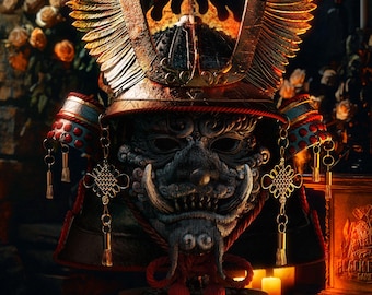 Daiten Mask with Display Stand - Samurai Warrior Relic