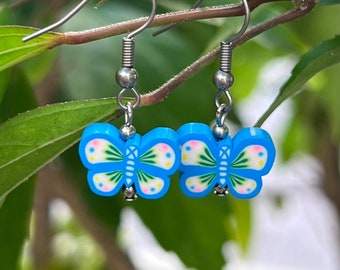 FIMO BUTTERFLY EARRINGS - Cute, Delicate, Light Weight, Hypo Allergenic Hooks