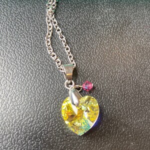 SWAROVSKI HEART necklace - Crystal Clear AB - Collier Pendentif Swarovski