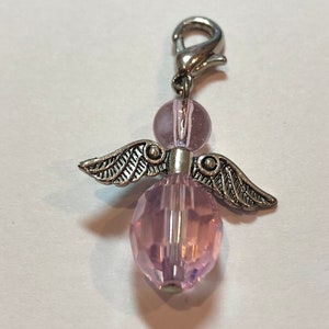 Chinese Crystal Guardian Angel Necklace, Pink Crystal Angel, Collier Pendentif Ange Gardien