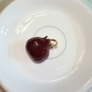 Mini Pomegranate Charm – Red Enamel Fruit Pendant with Gold Detail, DIY Jewelry Making, Jewelry Finding Supplies, Bracelet Accessories image 4