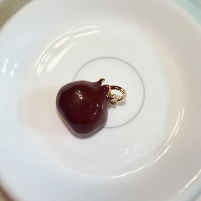 Mini Pomegranate Charm – Red Enamel Fruit Pendant with Gold Detail, DIY Jewelry Making, Jewelry Finding Supplies, Bracelet Accessories image 4
