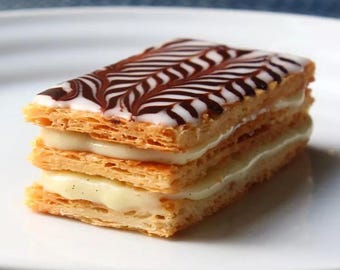 Receta de milhojas en PDF / Láminas de hojaldre estilo Napoleón / Postre de hojaldre francés / Descarga digital