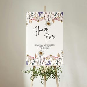 Floral Flower Bar Sign: Editable Bridal Shower Decor (Digital Download)