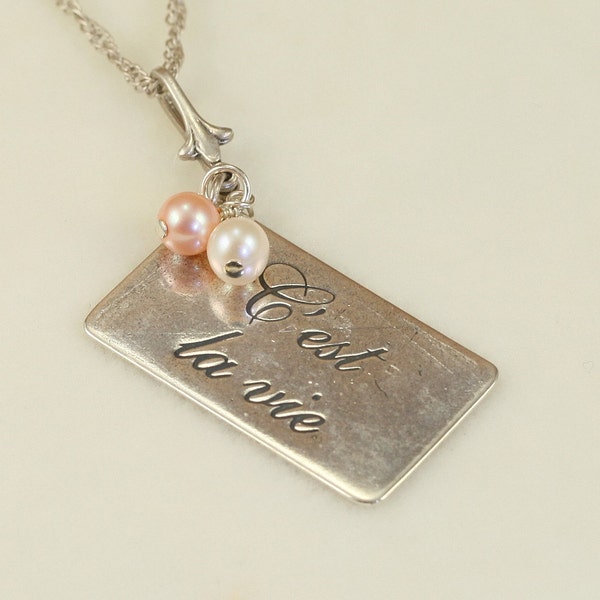 C'est la vie  necklace in silver with natural freshwater pearls