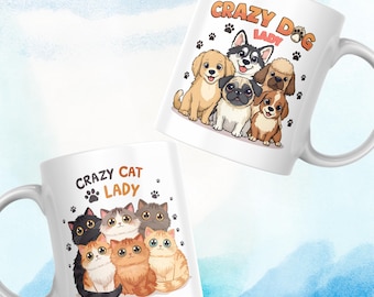 Cat and Dog Mug Wrap Sublimation Design: 11oz & 15oz PNG (Digital Download)