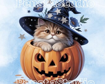 Halloween Cat Clipart Bundle: Spooky PNG Graphics (Commercial Use)