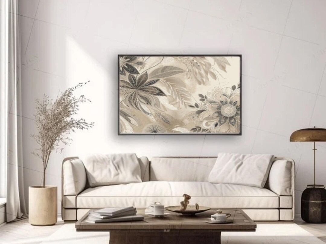 Neutral Abstract Floral Line Art Print – Minimalist Botanical Wall ...