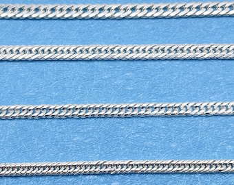 Flat Cuban 925 Sterling Silver Chain Necklace - Miami Link - Thin Minimalist Elegant Italian Chain