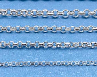 925 Sterling Silver Belcher Rolo Link Chain Necklace - Chunky Italian Handmade Necklace - Everyday Wear
