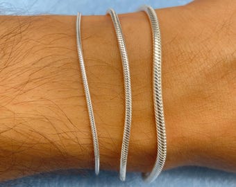 925 Sterling Silver Flat Snake Chain Bracelet - Herringbone Elegant Style Necklace - Minimalist Gift Women