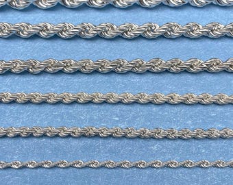 925 Sterling Silver Rope Chain Necklace - Elegant Diamond Cut Twist Chain Jewelry - Gift Women