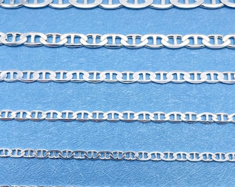 925 Sterling Silver Flat Anchor Chain Necklace - Mariner Style Chain Jewelry - Handmade Italian Gift