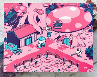 Mail Day - Kunstdruck von Blauwit | Niedliche gemütliche Wanddekoration | Pixel Art