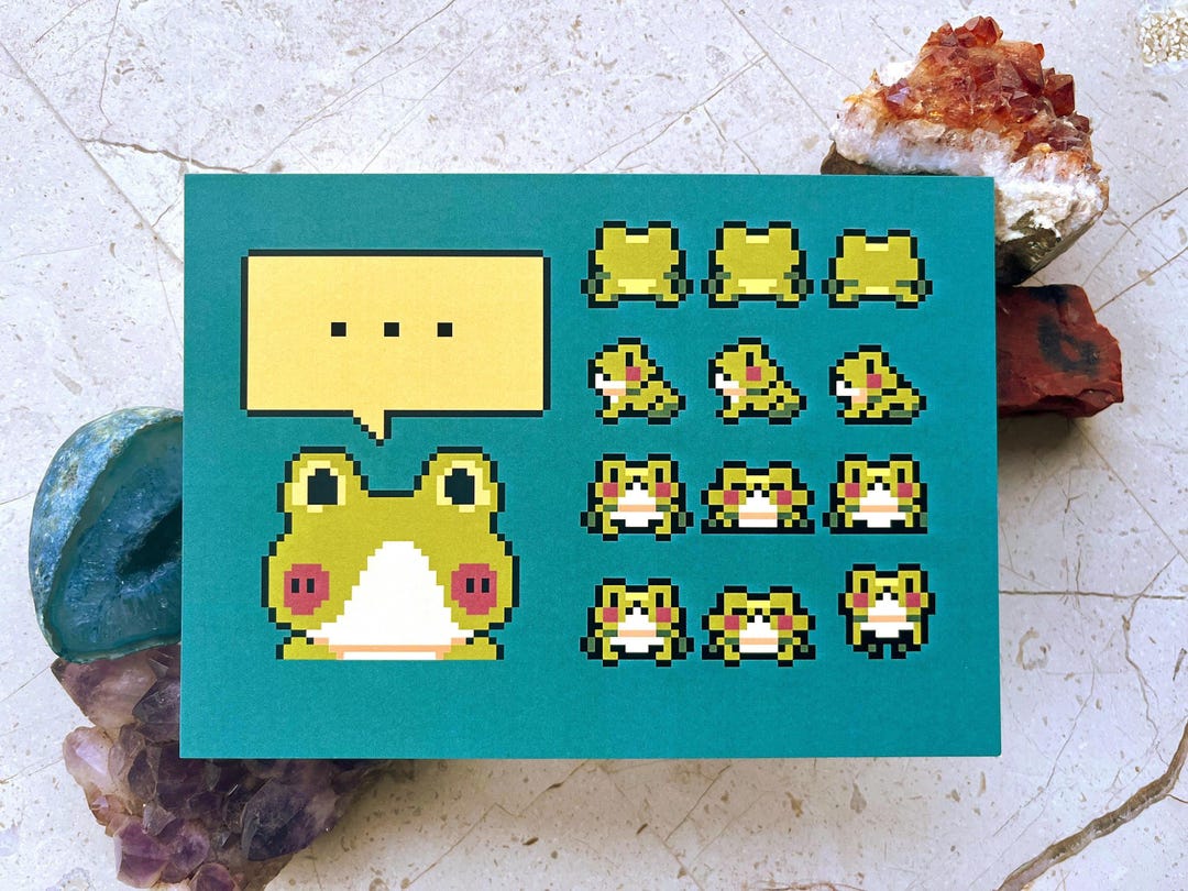 Froggy Sprites - Art Print by Bluewit | Cute Frog Art | Pixel Art Print ...