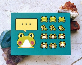 Froggy Sprites - Kunstdruck von Blauwit | Netter Frosch Art | Pixel Kunstdruck