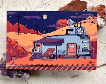 Cyberpunk Pixel Kunstdruck: Space Cowboy - Endstation