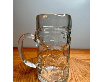 Stolzle Austrian 1 Liter Dimpled Beer Mug, Vintage Oktoberfest Stein Collectible Glassware