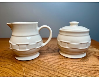 Longaberger Woven Traditions Ivory Sugar and Creamer Set