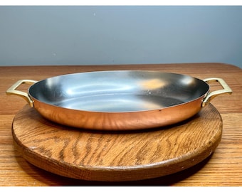 Paul Revere limited edition copper Oval 12 inch Au Gratin Pan  featuring a brass handles