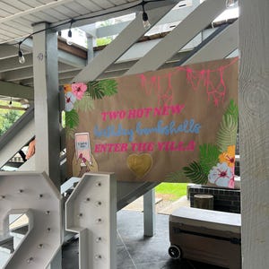 Love Island themed, custom, painted-banner!