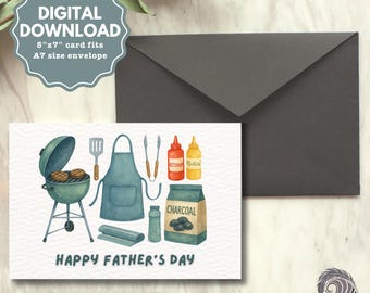 Happy Father’s Day Card - Grill Theme | PDF Download | Printable Card