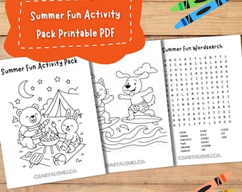 Summer Fun Kids Activity Pack – Coloring Pages + Word Games (Printable PDF)