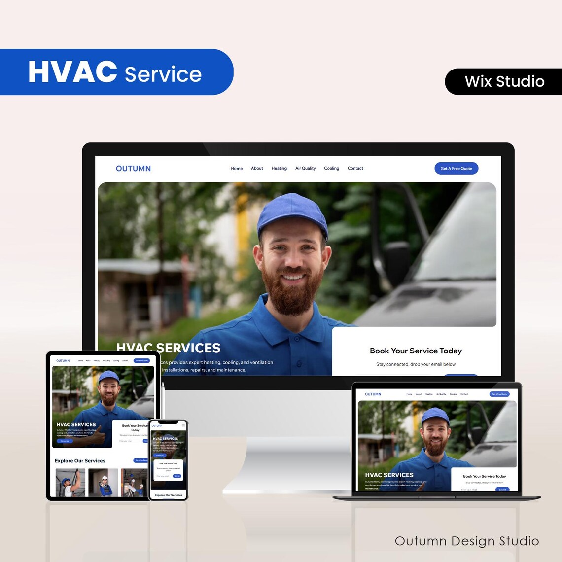 HVAC Wix Studio Website Template Heating & Cooling Business Landing